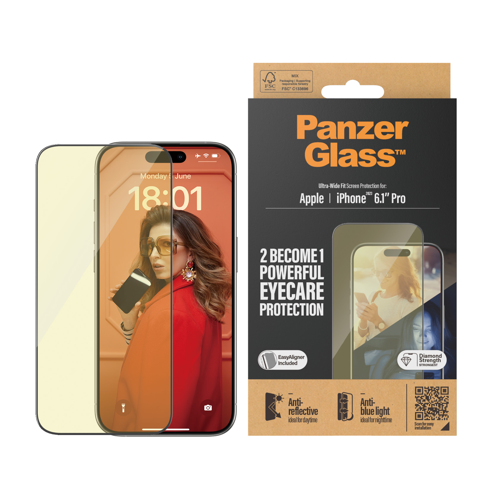 PanzerGlass iPhone 2023 6.1" Pro - UWF - Anti-Reflective&Bluelight