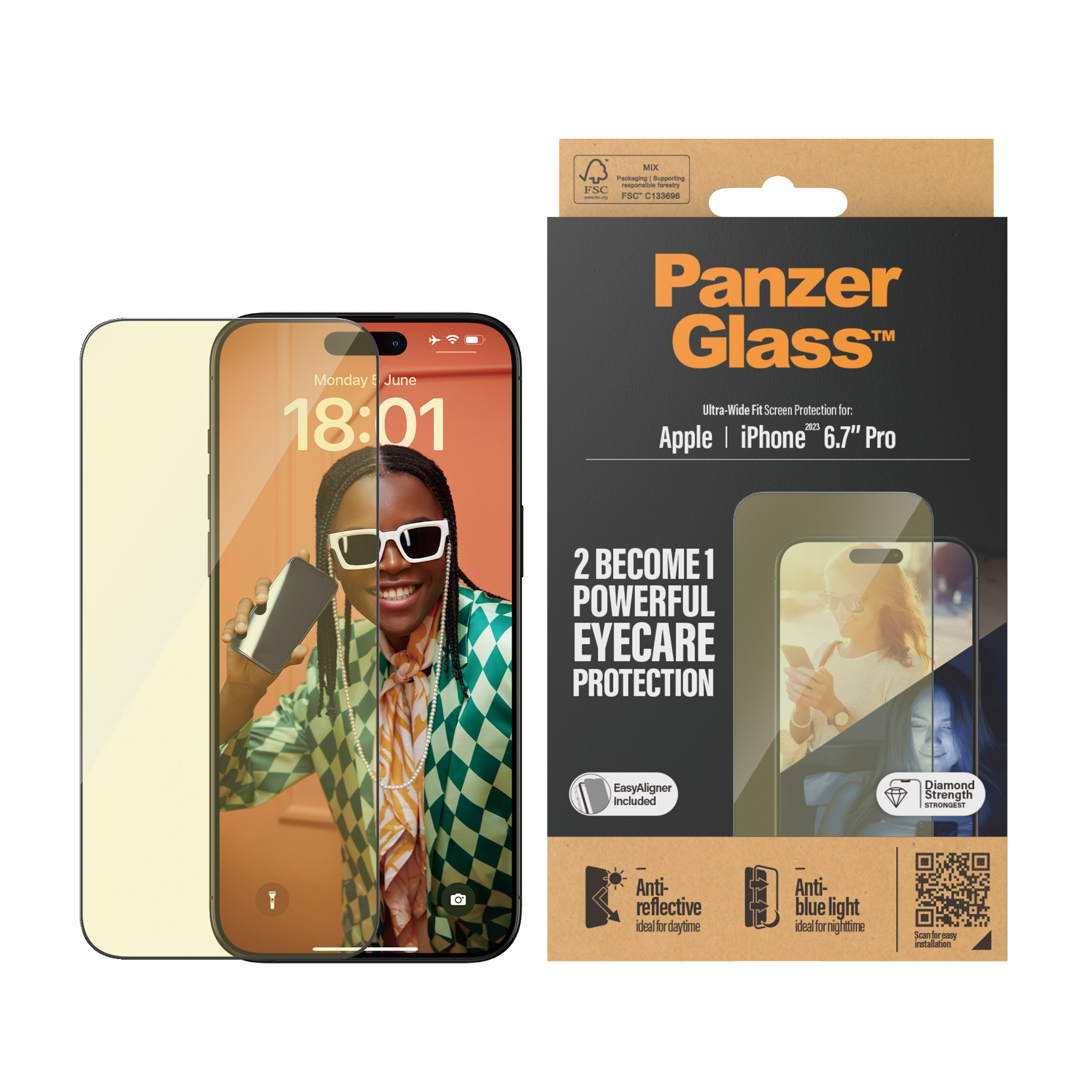 PanzerGlass iPhone 2023 6.7" Pro Max - UWF - Anti-Reflective&Bluelight