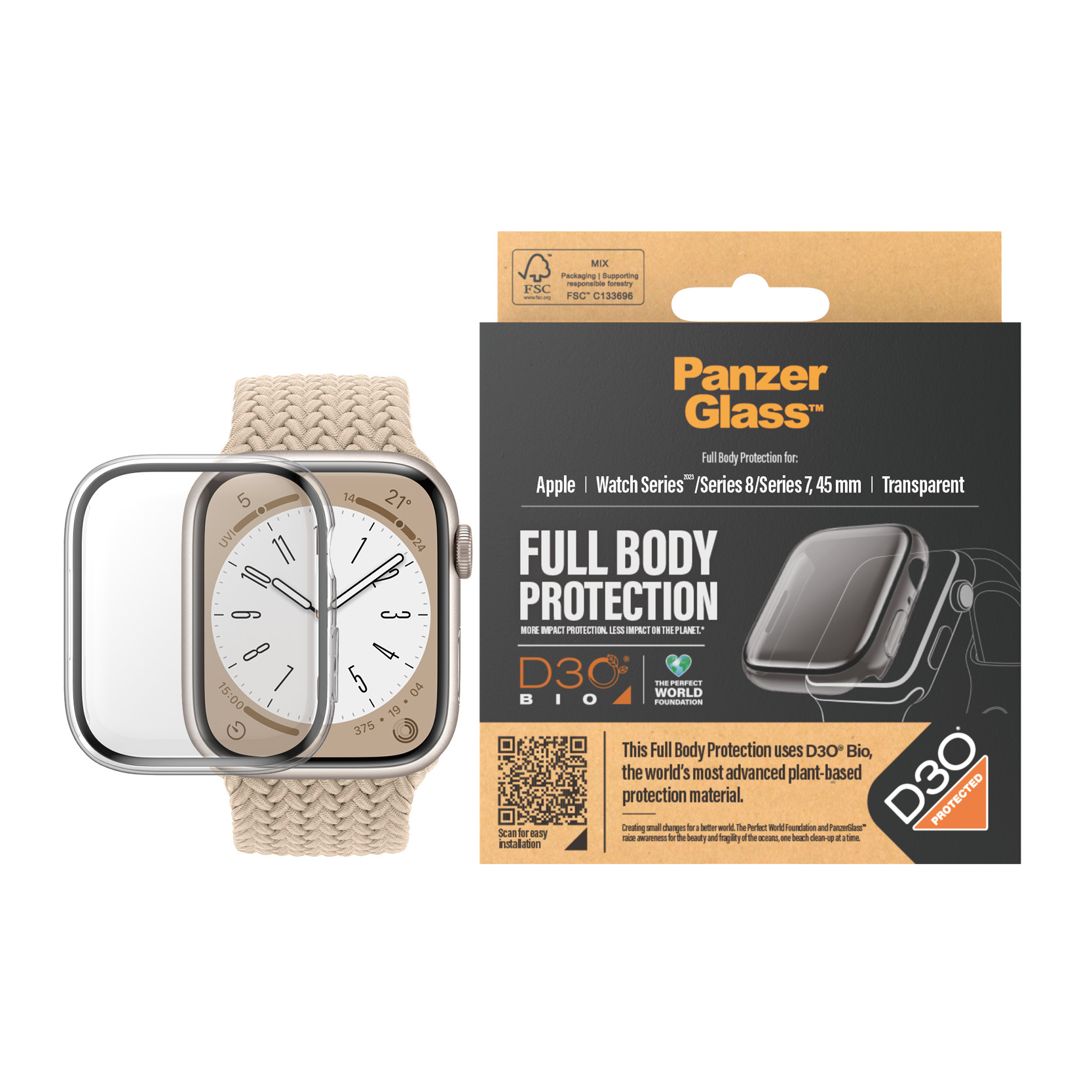 PanzerGlass Watch Full Body 2023 - Big - Clear with D3O