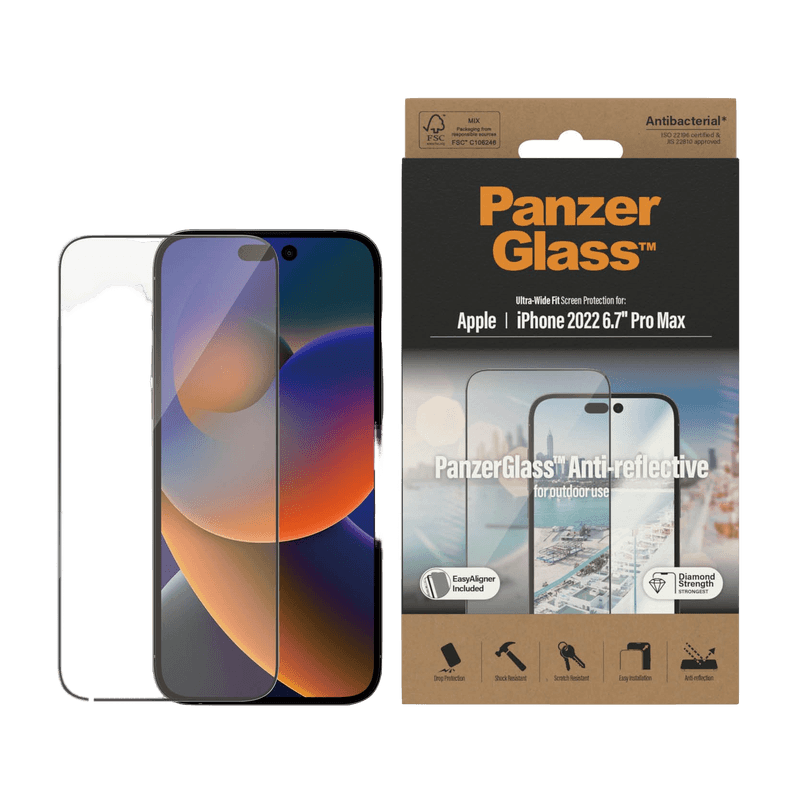 PanzerGlass iPhone 2022 6.7" Pro Max UWF Aanti-Reflective With Applicator
