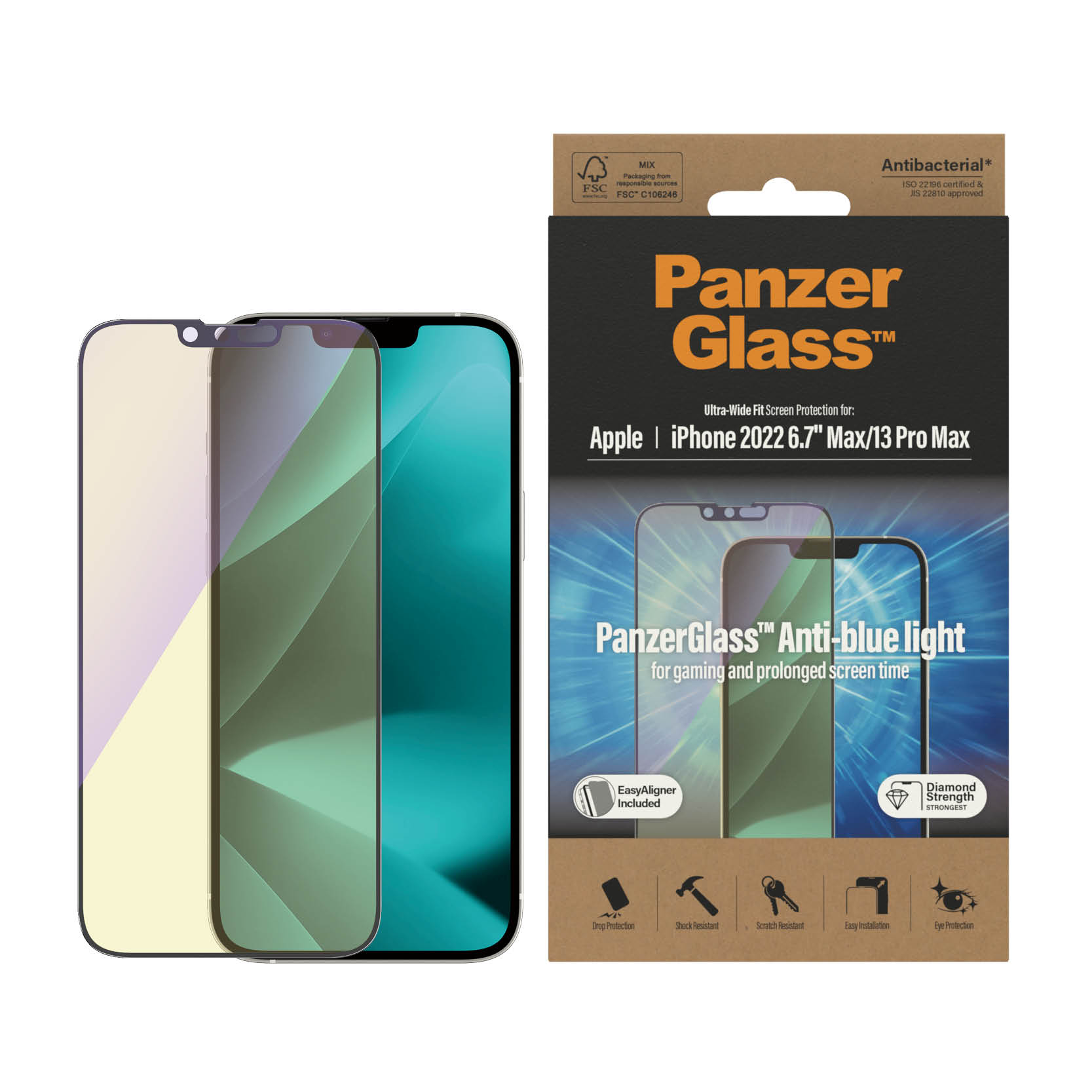 PanzerGlass iPhone 2022 6.7"  Max UWF Anti-Bluelight With Applicator