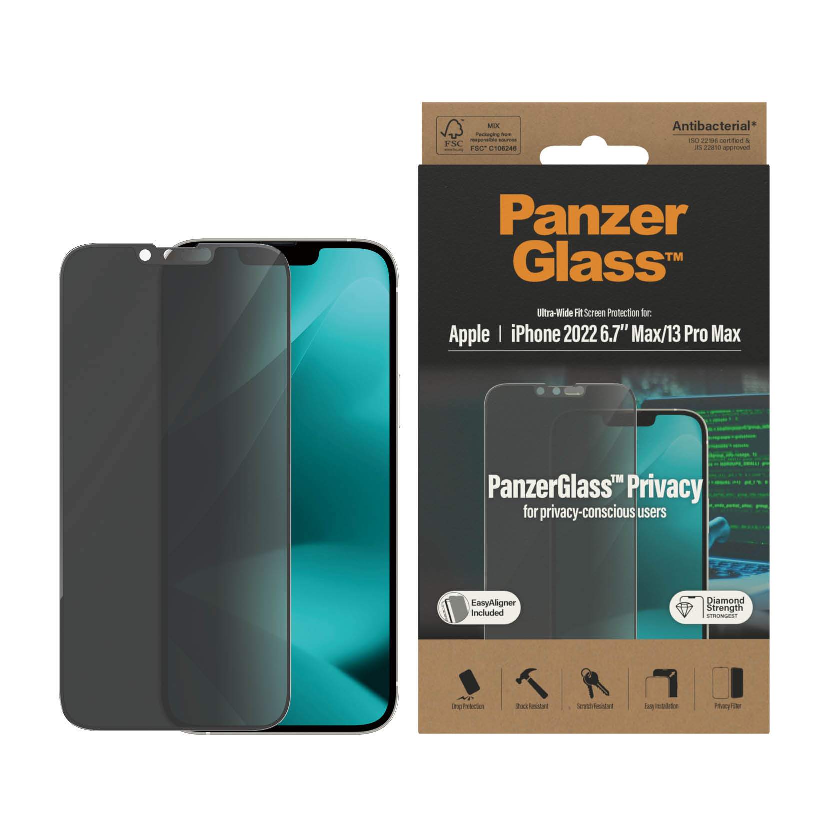PanzerGlass iPhone 2022 6.7"  Max UWF Privacy With Applicator