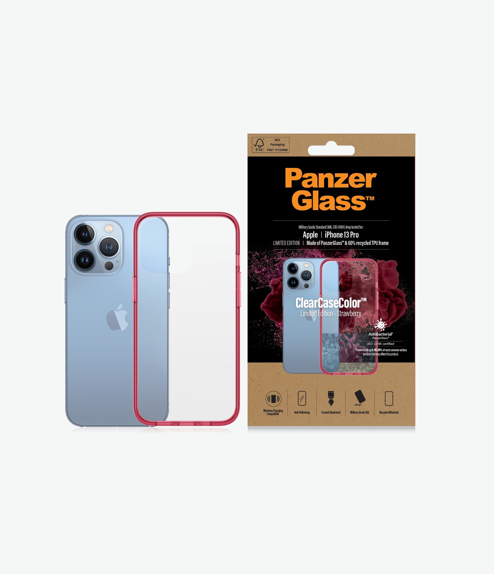 PanzerGlass ClearCase for Apple iPhone 13 Pro  Strawberry AB - 0340