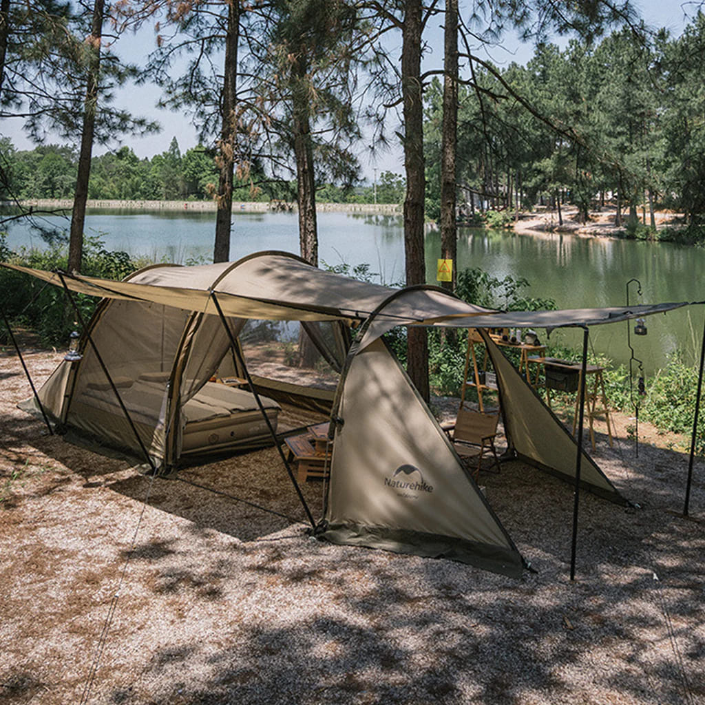خيمة ناتشر هايك أريس A بدرجة حماية UPF50+ لأربعة إلى ستة أشخاص (بدون عمود غطاء) - اللون الكاكي