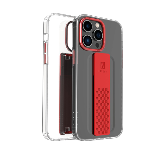 Levelo Graphia IMD Clear Case With Extra Grip iPhone 14 Pro Max Red