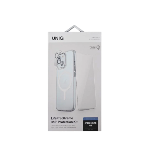 Uniq iPhone 15 6.1 Magclick Charging Lifepro Xtreme (AF) 360 Protection Bundle Pack
