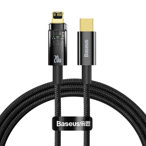 Baseus Explorer Series Auto Power-Off Fast Charging Data Cable Type-C to IP 20W 1m Black