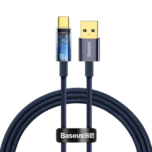 Baseus Explorer Series Auto Power-Off Fast Charging Data Cable USB to Type-C 100W 1m Blue