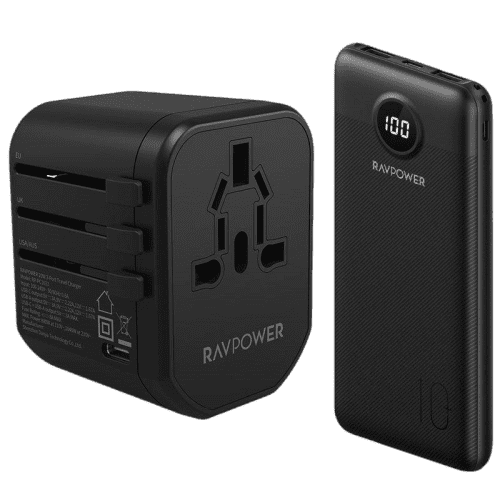 RAVPower RP-PC1033 PD 20W 3-Port Travel charger Black Global Version + RAVPower PD Pioneer 10000Mah 20W 3-Port Power Bank