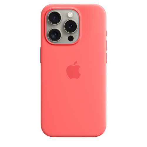 حافظة سيليكون لآيفون 15 برو من ابل باللون الوردي الغامق مع تقنية ماج سيف