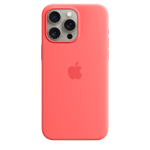 حافظة سيليكون لآيفون 15 برو ماكس من ابل باللون الوردي الغامق مع تقنية ماج سيف