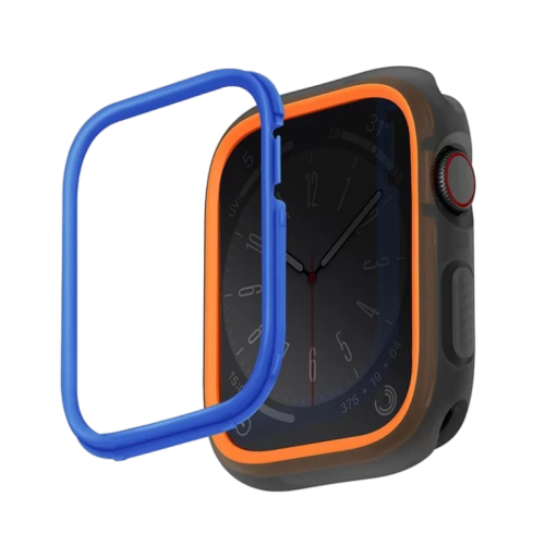 Uniq Moduo Apple Watch Case With Interchangeable PC Bezel 45/44mm - Smoke (Orange/blue)