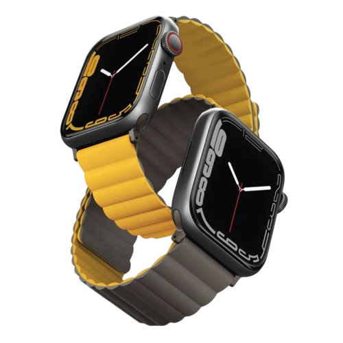 Uniq Revix Reversible Magnetic Apple Watch Strap 45/44/42mm - Mustard (Mustard/khaki)