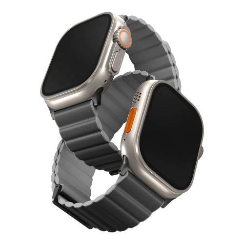 Uniq Revix Premium Edition Reversible Magnetic Apple Watch Strap 49/45/44/42mm - Charcoal (Charcoal/ash Grey)