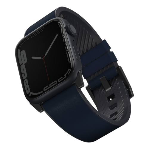 Uniq Straden Waterproof Leather Hybrid Apple Watch Strap 45/44/42mm Prussian (Blue)