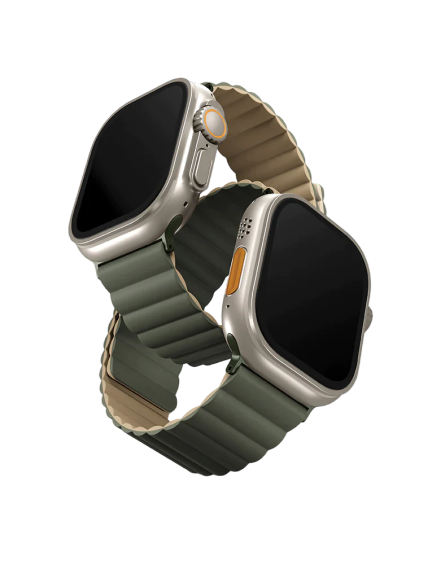 Uniq Revix Reversible Magnetic Apple Watch Strap 49/45/44/42mm - Moss (Moss Green/tan)