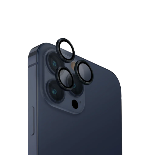 Uniq Optix Iphone 15 Pro Max 6.7 Stainless Steel Frame Sapphire Camera Lens Protector - Tetra Blue (Dark Blue)