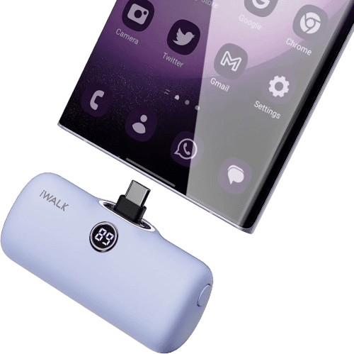 Iwalk Linkme Pro Fast Charge 4800 Mah Pocket Battery Type-C With Battery Display- Purple