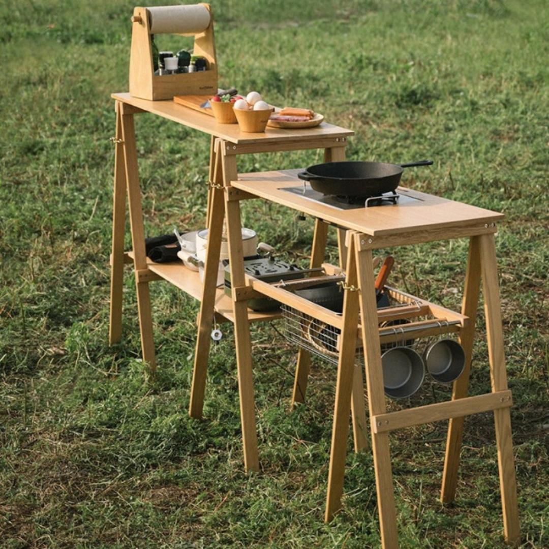 طاولة مطبخ وطهي خشبية للتخييم في الهواء الطلق من ناتشر هايك 