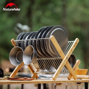 [6927595754443] Naturehike Stainless Steel Folding Drain Rack bamboo - Wood