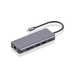 [7267547498124] Porodo 9in1 4K HDMI Ethernet USB-C Hub 