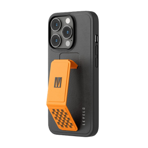 [7695033366174] Levelo Morphix Gripstand PU Leather Case  iPhone 14 Pro Orange