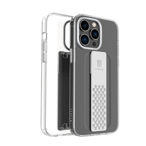[7695033366402] Levelo Graphia IMD Clear Case With Extra Grip iPhone 14 Pro Silver