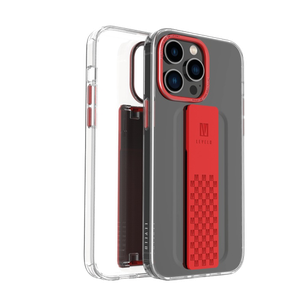 [7695033366426] Levelo Graphia IMD Clear Case With Extra Grip iPhone 14 Pro Red