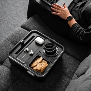 [B09LHW438T] CouchConsole Cup Holder with Phone Stand Tray - Dark Grey