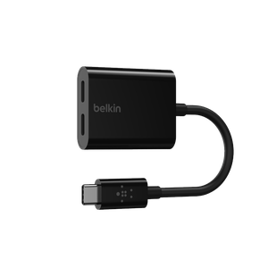 [BKN-F7U081BTBLK] Belkin 2 Ports USB-C Audio + Charge Adapter - Black