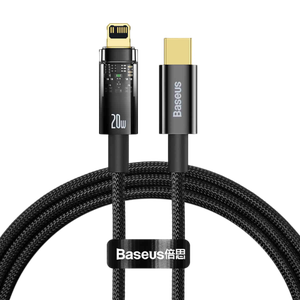 [CATS000001] Baseus Explorer Series Auto Power-Off Fast Charging Data Cable Type-C to IP 20W 1m Black
