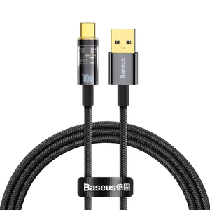 [CATS000201] Baseus Explorer Series Auto Power-Off Fast Charging Data Cable USB to Type-C 100W 1m Black
