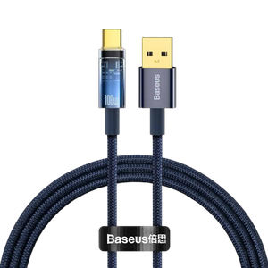 [CATS000203] Baseus Explorer Series Auto Power-Off Fast Charging Data Cable USB to Type-C 100W 1m Blue