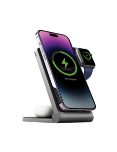 [MAG-TRIO-GUN] Energea Magtrio 3in1 Foldable Magnetic Fast Wireless Charger - Gunmetal
