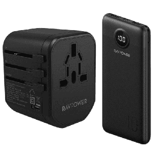 [PC1033] RAVPower RP-PC1033 PD 20W 3-Port Travel charger Black Global Version + RAVPower PD Pioneer 10000Mah 20W 3-Port Power Bank