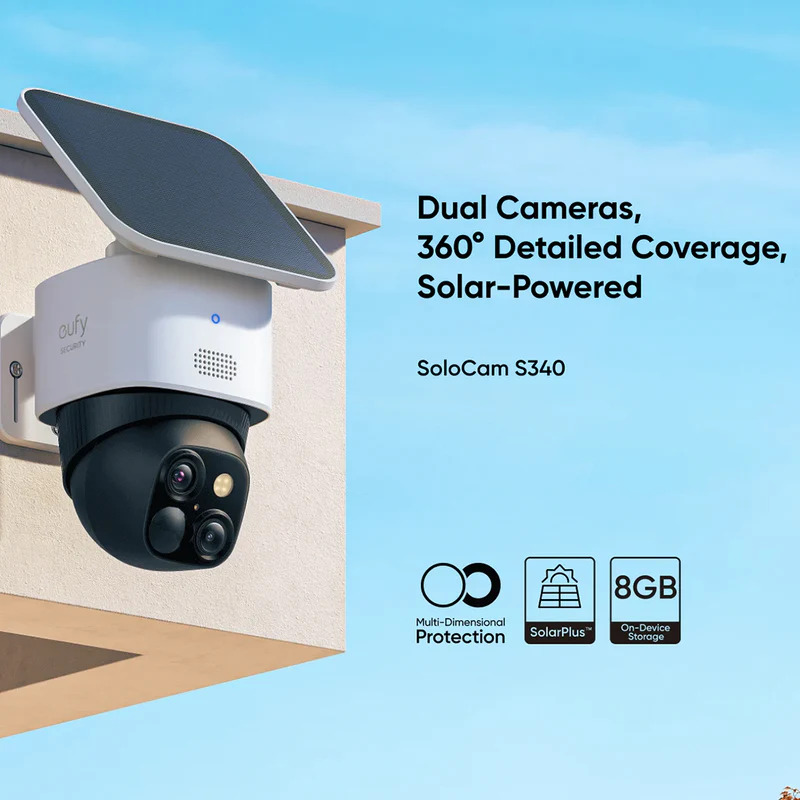 Eufy 3K Dual Cameras Pan and Tilt SoloCam S340 -Black+White