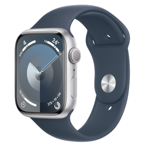 [TRMR903QA/A] Apple Watch Series 9 GPS 41mm Silver Aluminium Case with Storm Blue Sport Band - S/M