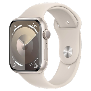 [TRMR963QA/A] Apple Watch Series 9 GPS 45mm Starlight Aluminium Case with Starlight Sport Band - S/M
