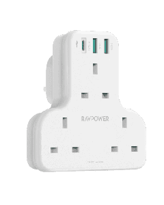 [6974740775693] RavPower RP-PC1036 PD Pioneer 20W 3 Port Charger White UK Version with 3 AC Plug