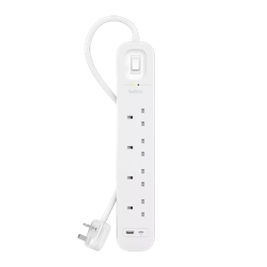 [745883855520] Belkin 4-outlet Surge Protector 18W, USB-A & USB-C Ports, 2M cord