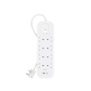 [745883855605] Belkin 8-outlet Surge Protector 18W, USB-A & USB-C Ports, 2M cord